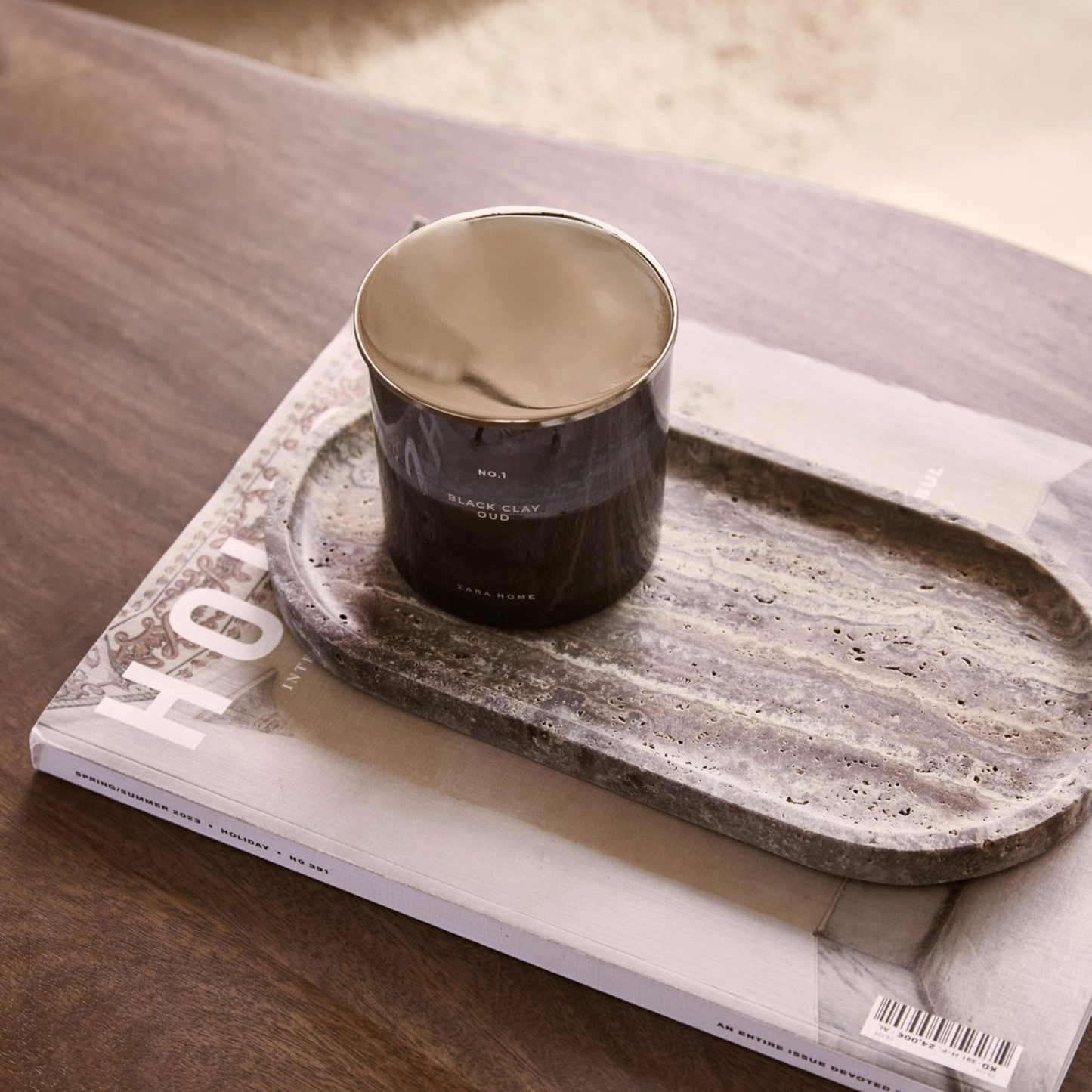 Titanium Dienblad travertine ovaal 30x15cm