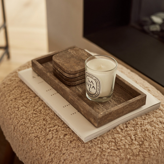 Titanium Dienblad travertine tray 15x30cm