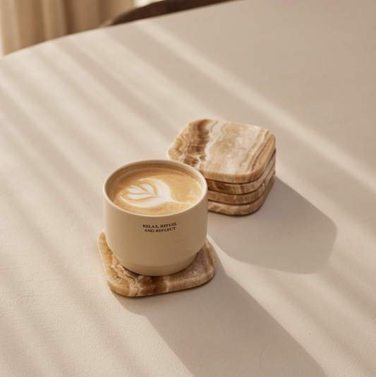 Marmer Onderzetters sandal onyx - set van 4 stuks