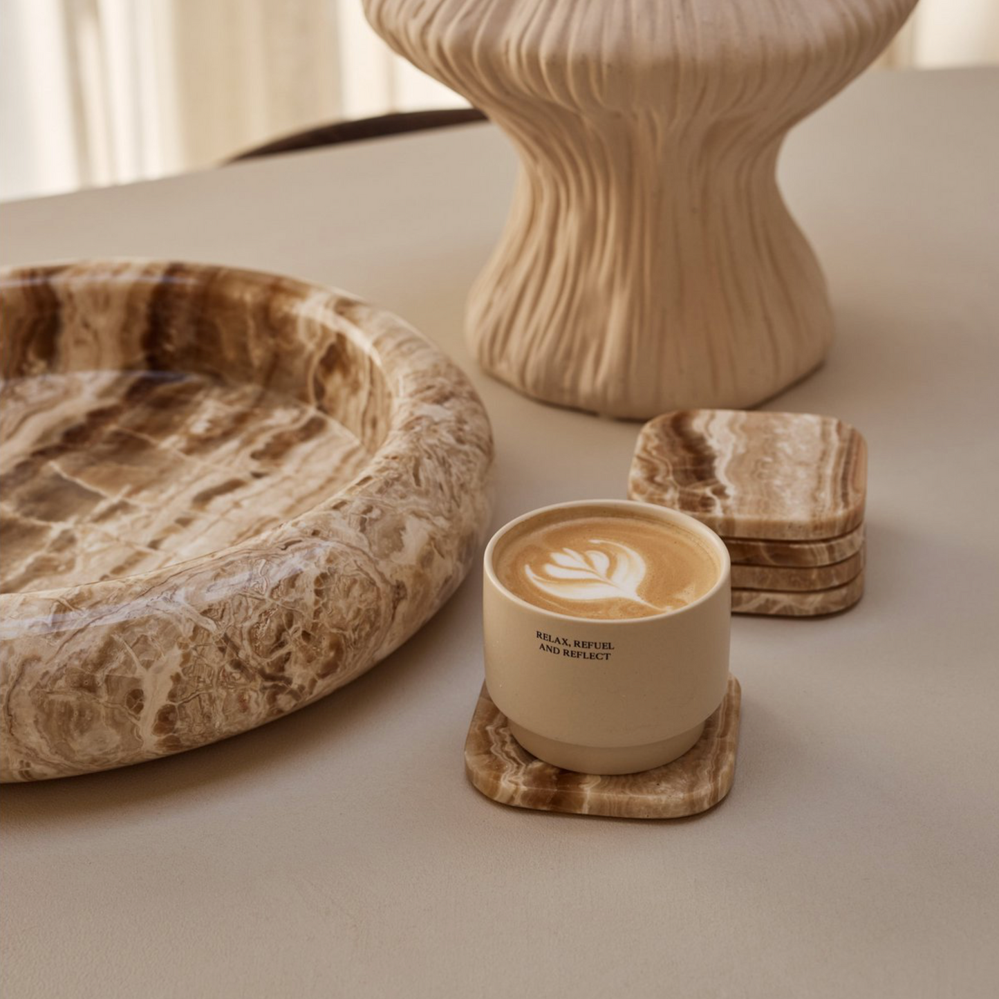 Marmer Onderzetters sandal onyx - set van 4 stuks