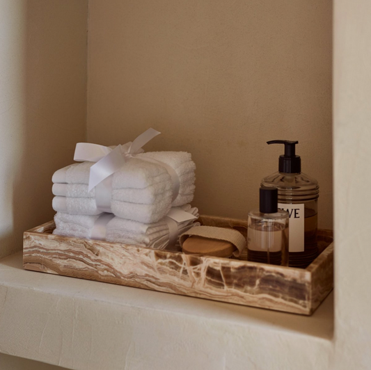 Marmer Dienblad met rand 40x20cm sandal onyx