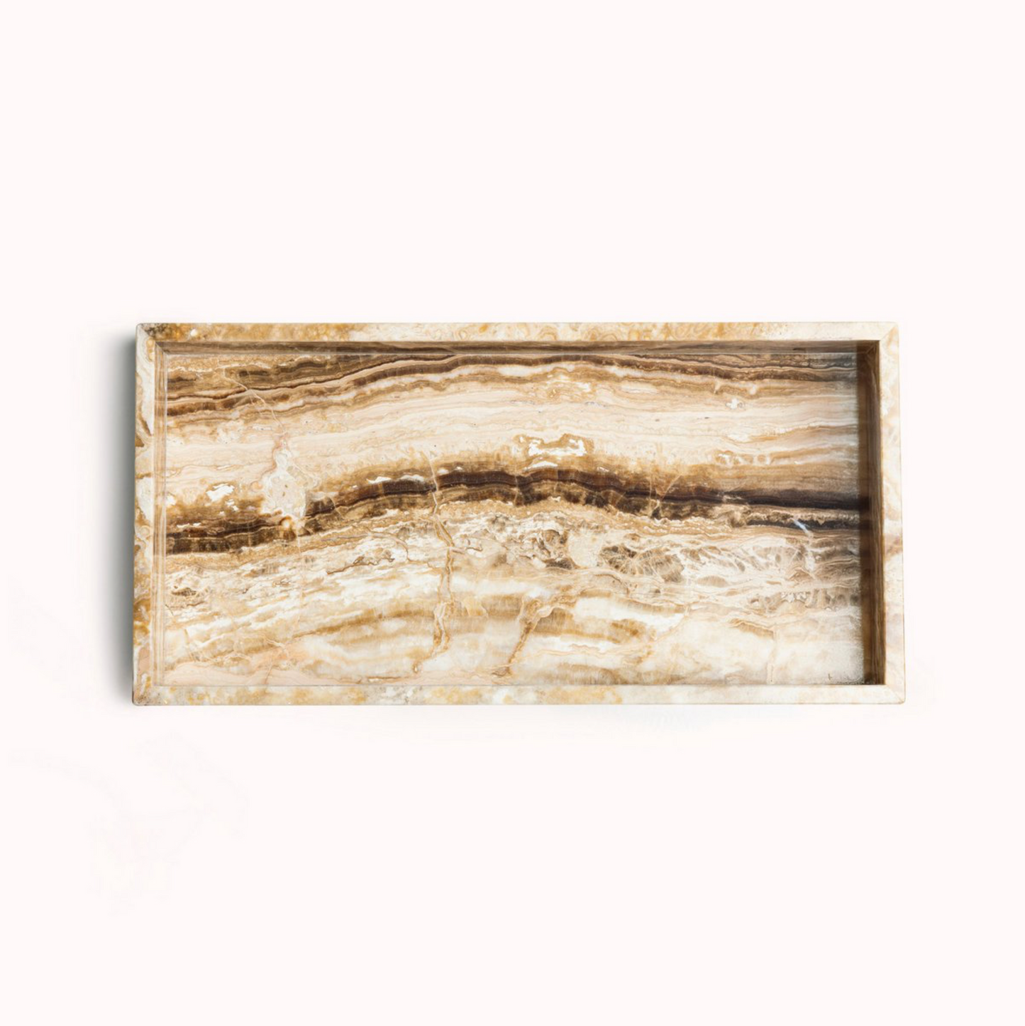 Marmer Dienblad met rand 40x20cm sandal onyx
