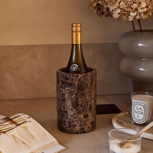 Marmer Vaas/Wijnkoeler bruin 18x12cm