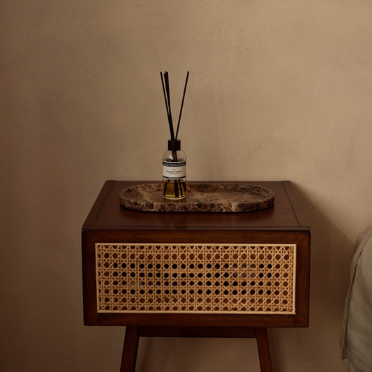 Marmer Dienblad ovaal 30x15cm bruin