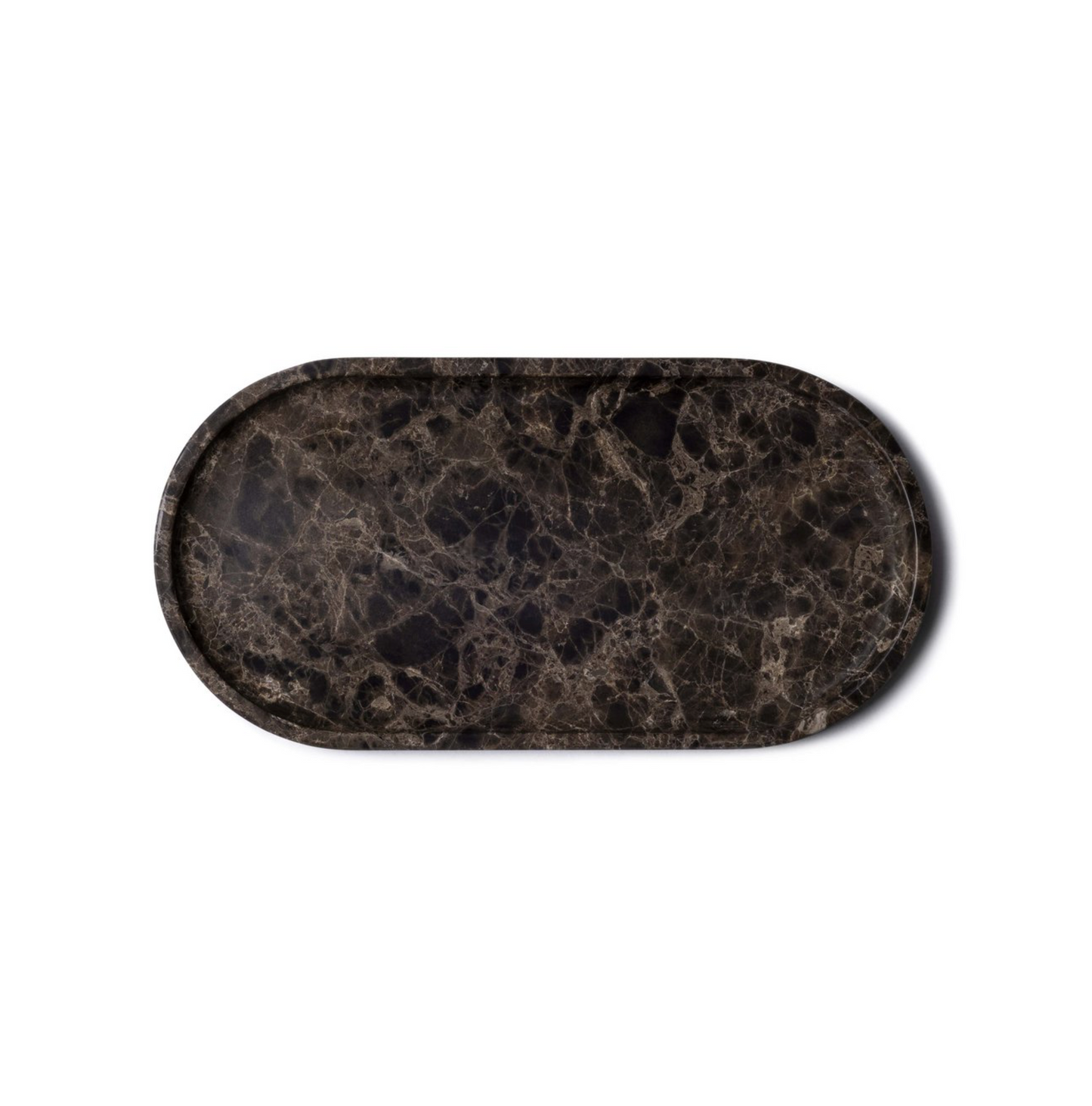 Marmer Dienblad ovaal 30x15cm bruin