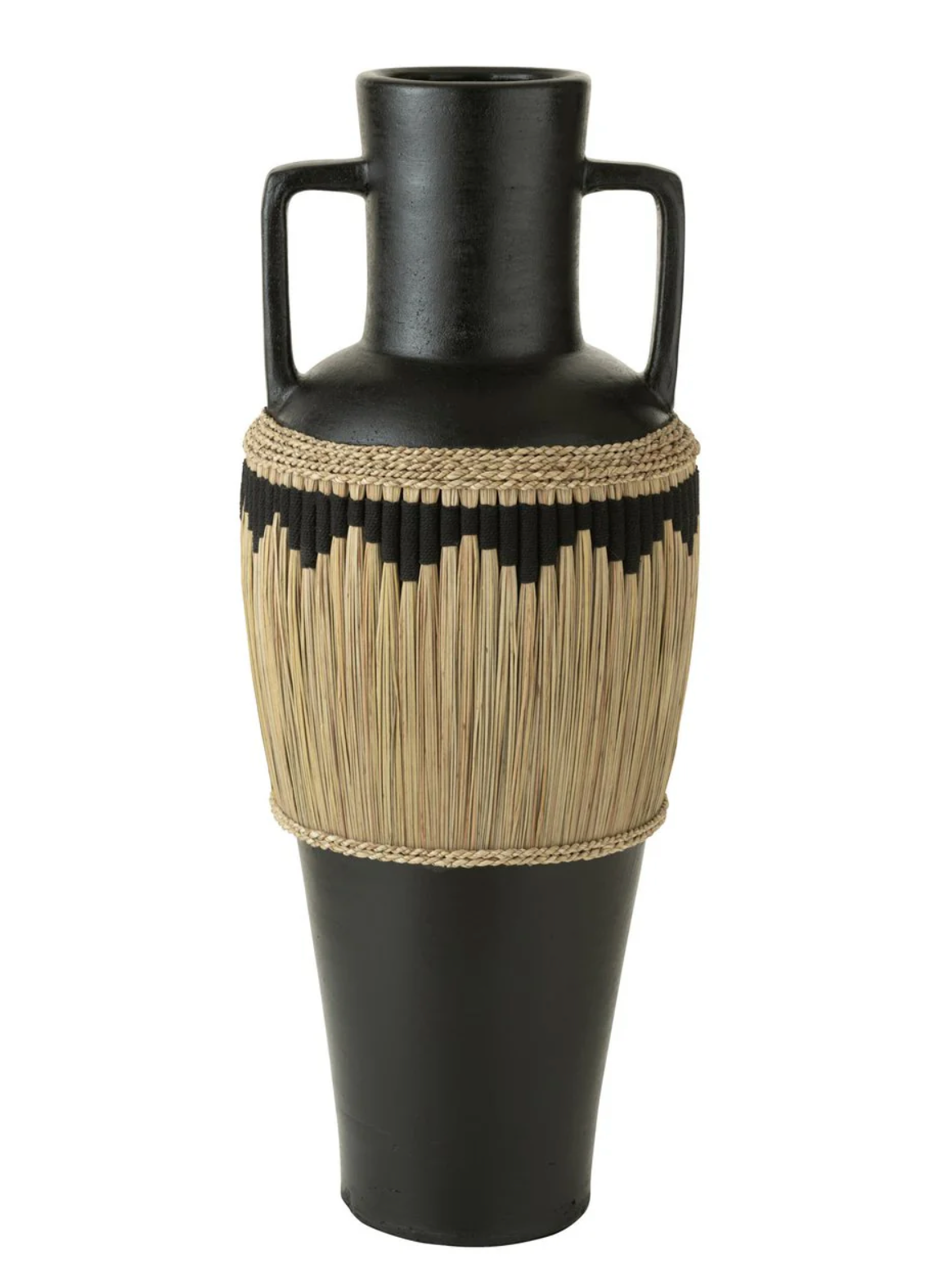 Vaas Motief met handvaten terracotta/gras zwart/naturel