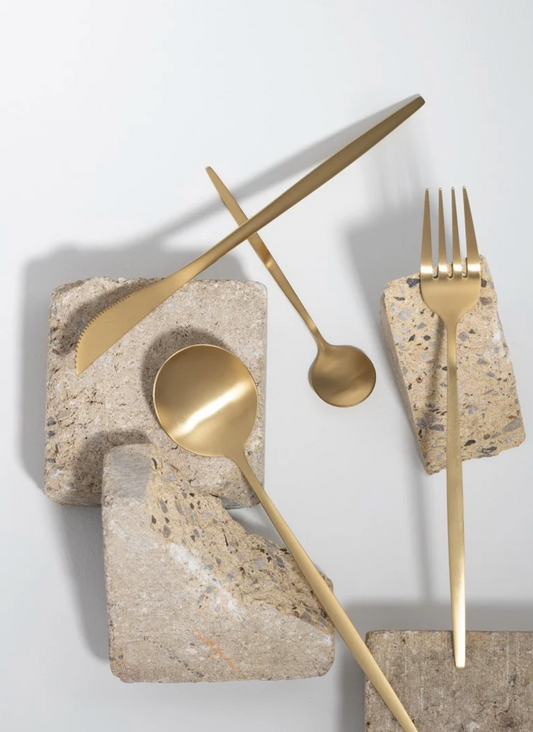 Bestekset Box A Roestvrijstaal Mat Goud 24 stuks