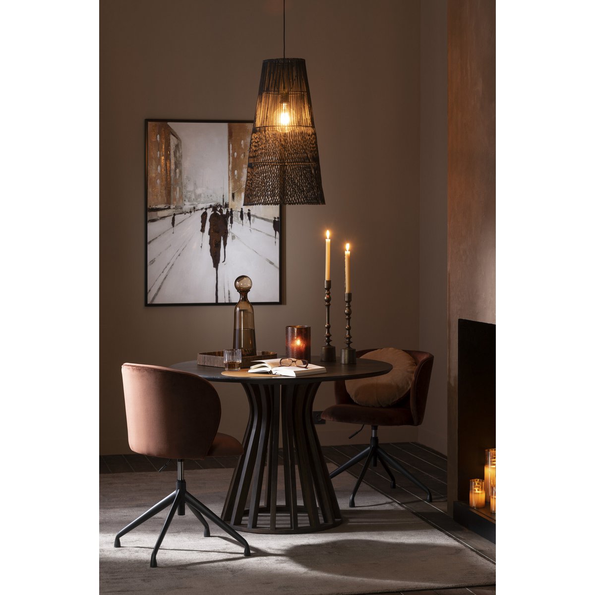 J-Line decoratie Fles + Stop Effen Hoog - glas - bruin - large