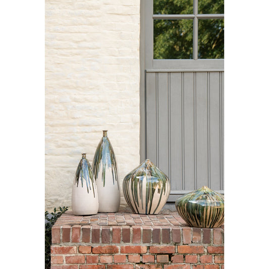 J-Line vaas Verf - keramiek - naturel/groen - small - 51 cm hoog