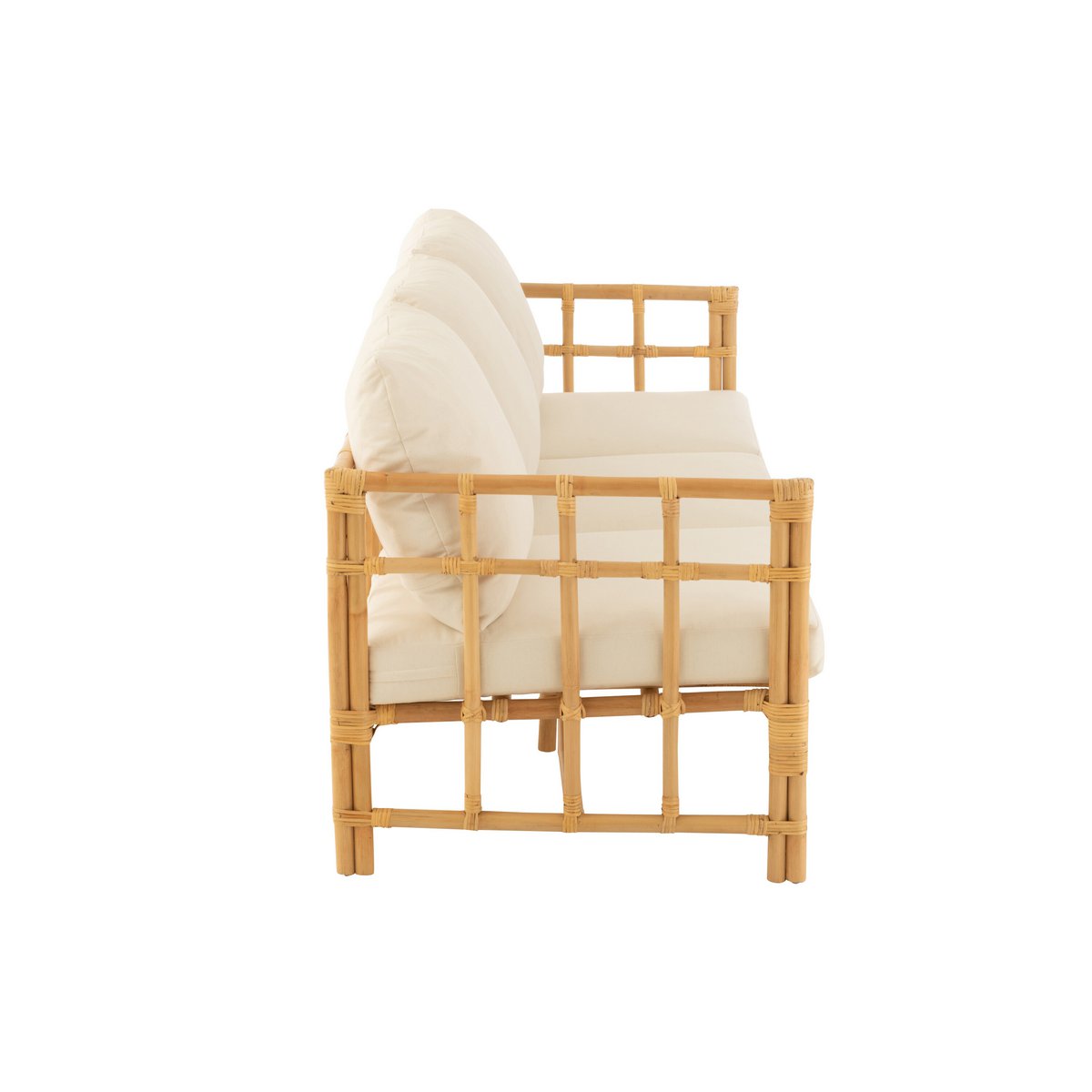 J-Line zetel Elise + kussen 3 Personen - rotan/textiel - naturel/wit
