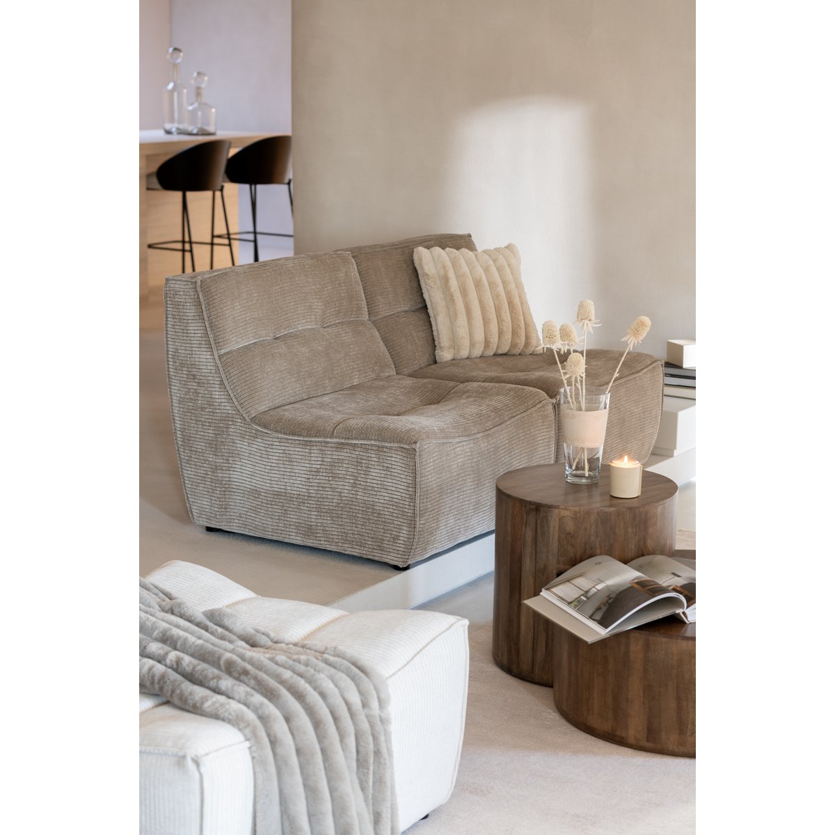 J-Line Kussen Large Corduroy Beige