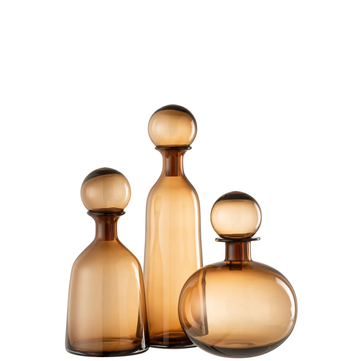 J-Line decoratie Fles + Stop Effen Hoog - glas - bruin - large