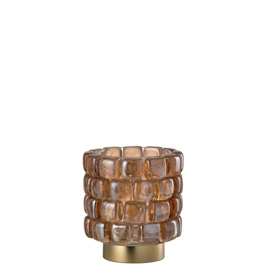 Theelichthouder Vierkant Mozaiek cognac small