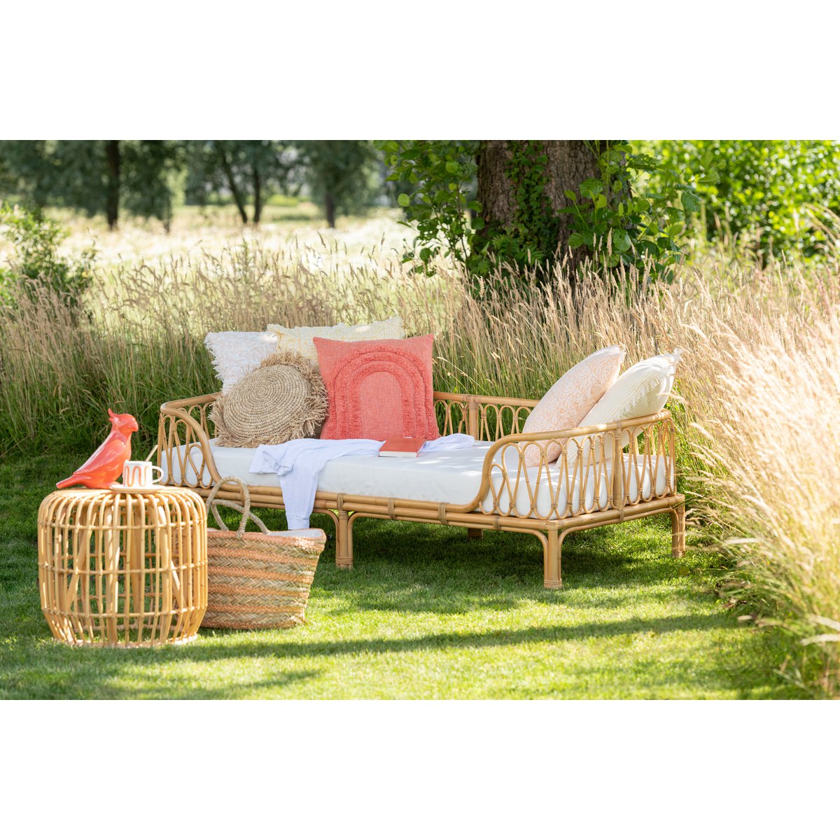 J-Line kussen Rond Raffia - jute - naturel