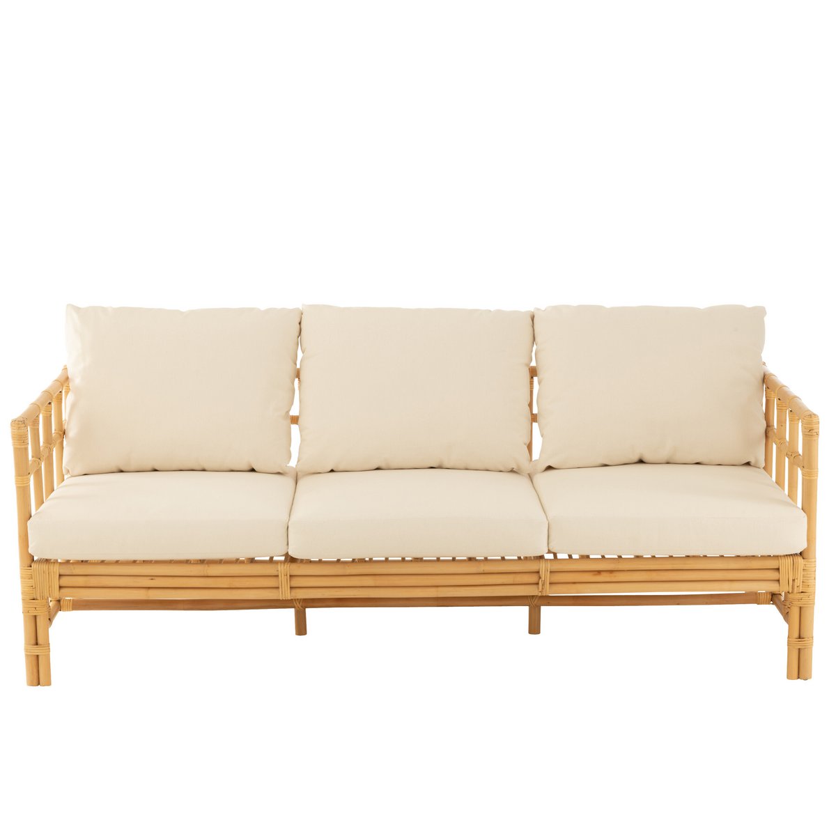 J-Line zetel Elise + kussen 3 Personen - rotan/textiel - naturel/wit