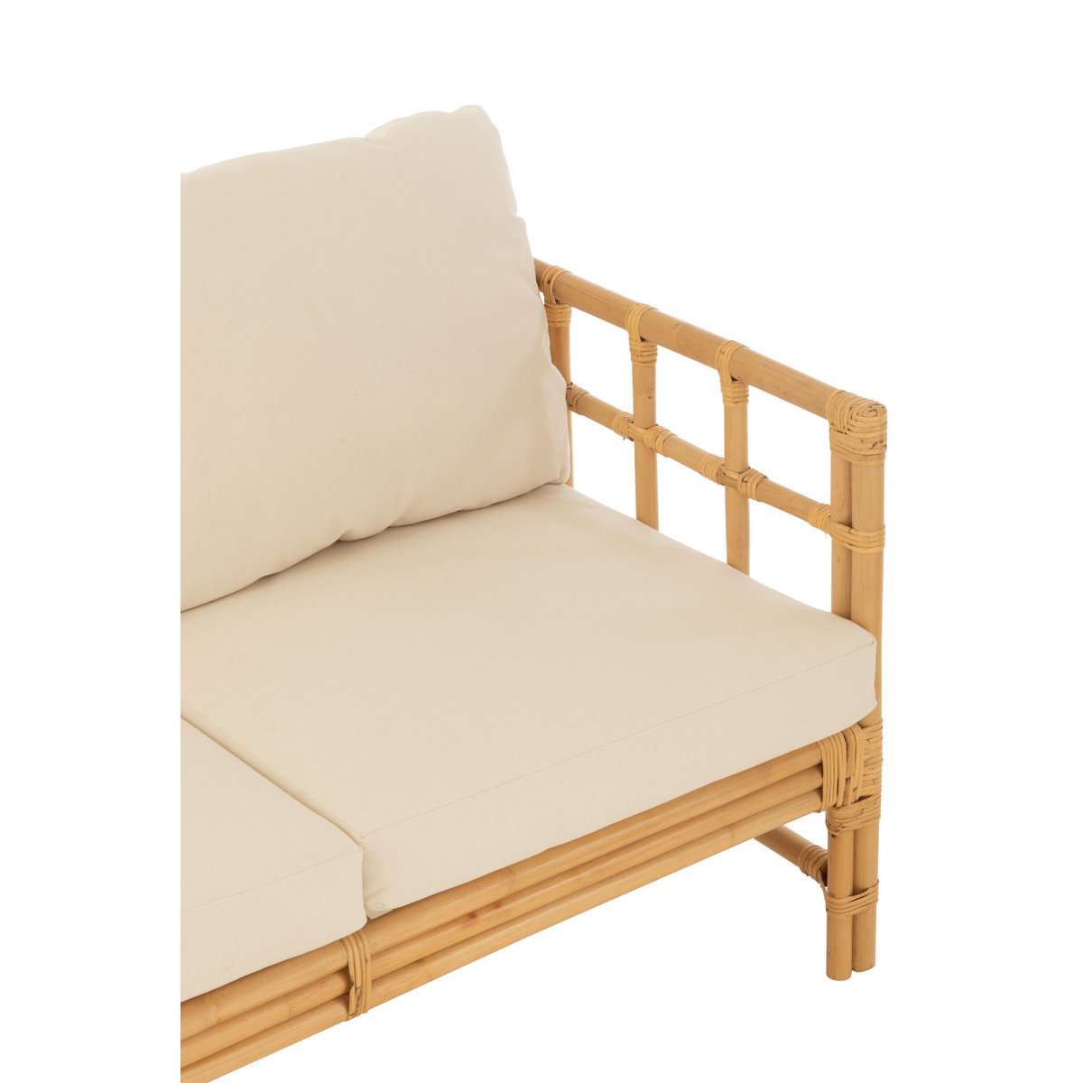 J-Line zetel Elise + kussen 3 Personen - rotan/textiel - naturel/wit