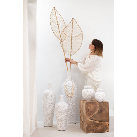 J-Line vaas Lauwra - cement - wit - small - 60 cm hoog