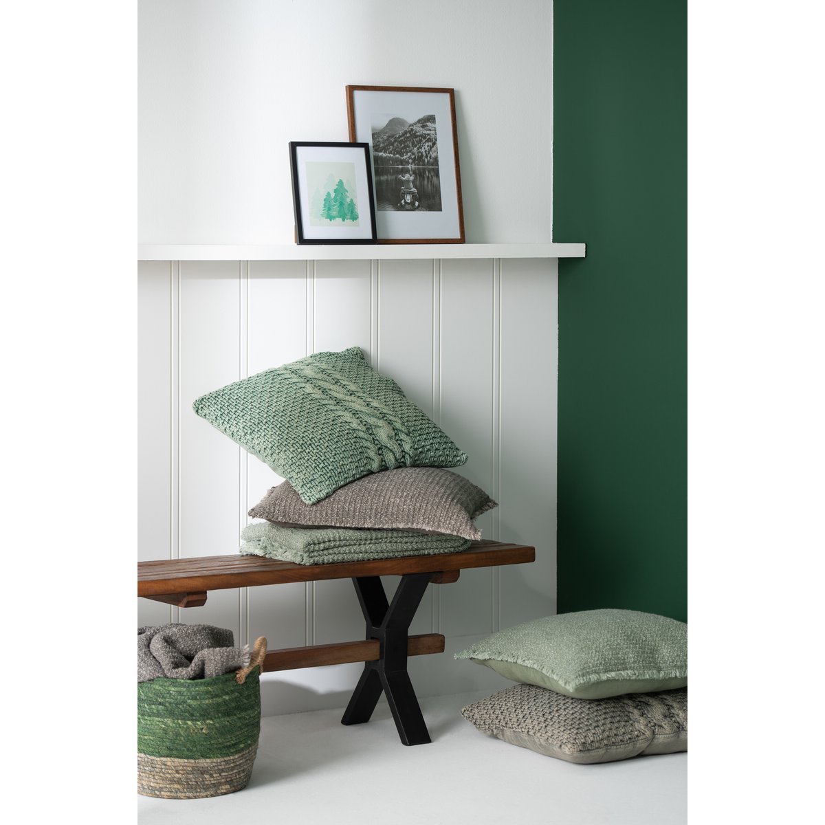 Plaid Gerafelde Randen groen