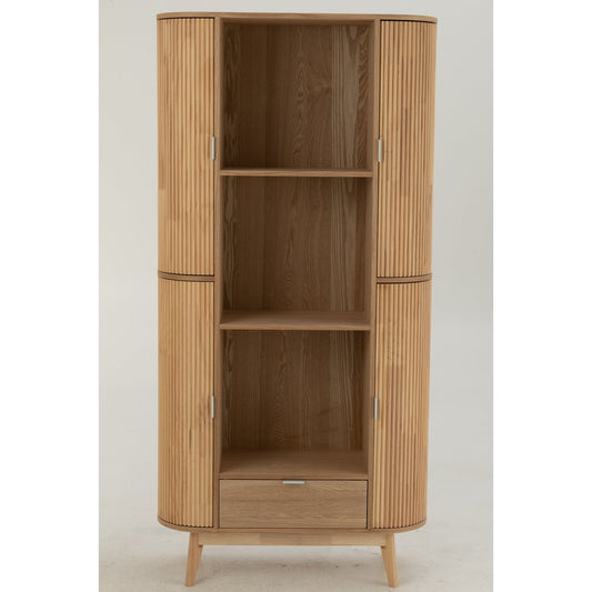 J-Line kast Vakken Rond - dennenhout - naturel