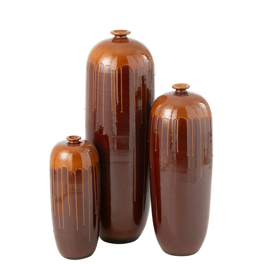 J-Line vaas Lee Blinkend - terra - bruin/oranje - large - 95 cm hoog