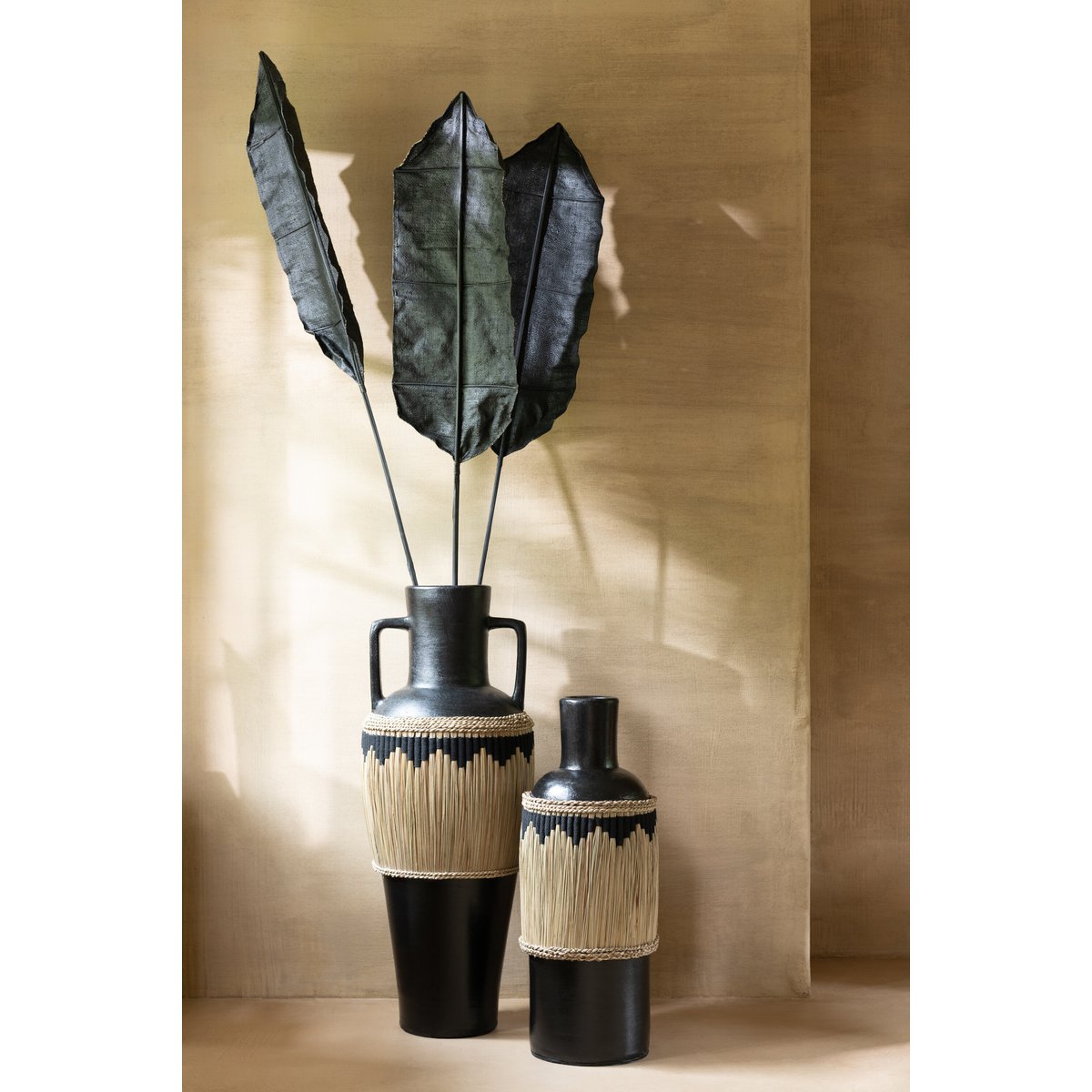 Motief Vaas terracotta/gras zwart/naturel