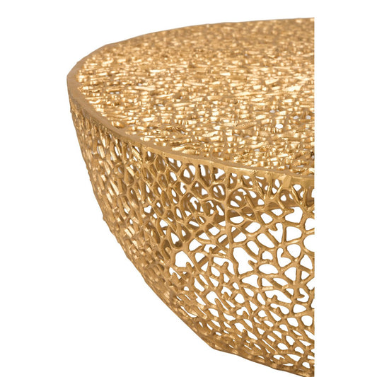 J-Line Salontafel Rond Laag Koraalpatroon Aluminium Goud - 115 x 114 x 31.5 cm