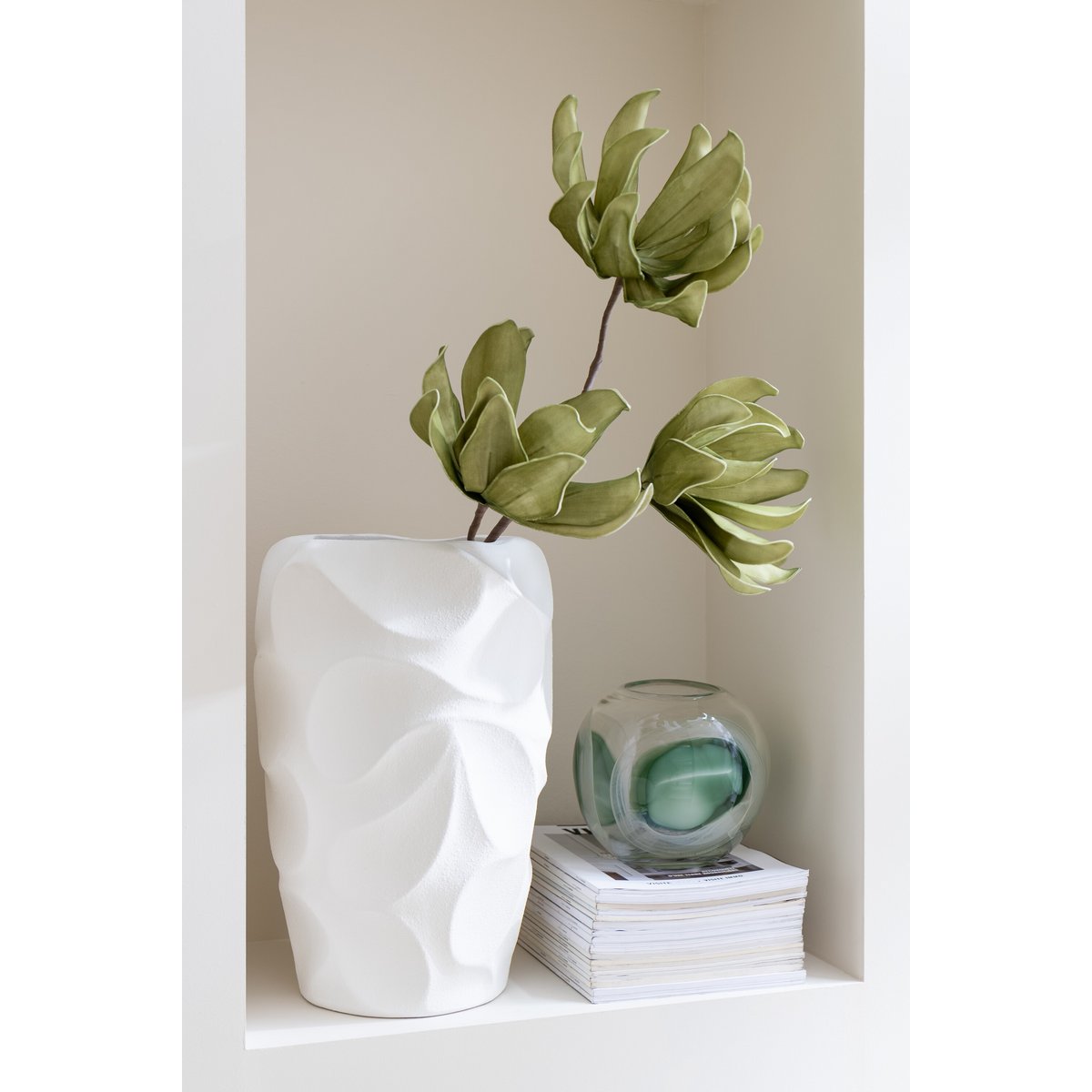 J -Line vaas Mirena - Kalender - Wit - groot - 43 cm hoog