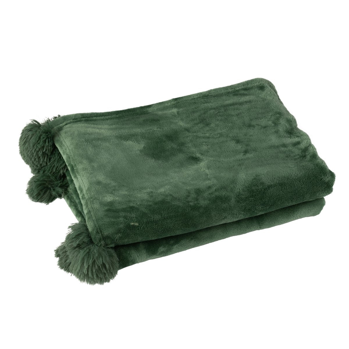 J-Line Plaid Pompom donkergroen