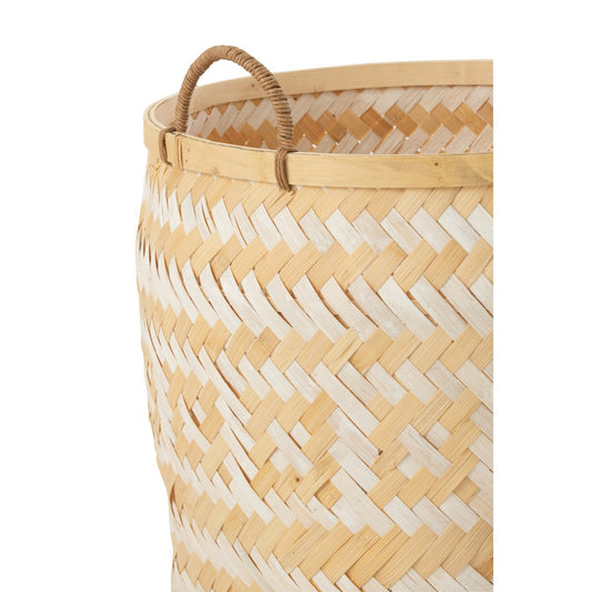 J-Line mand Patronen Handvaten - bamboe - naturel/wit - 3 stuks