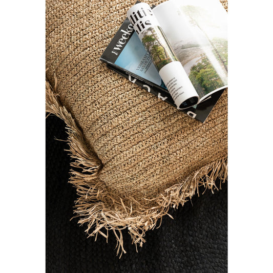 J-Line kussen Vierkant Raffia - jute - naturel - small