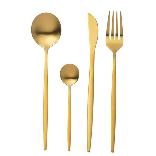 Besteckset Box A Edelstahl Matt Gold 24-teilig