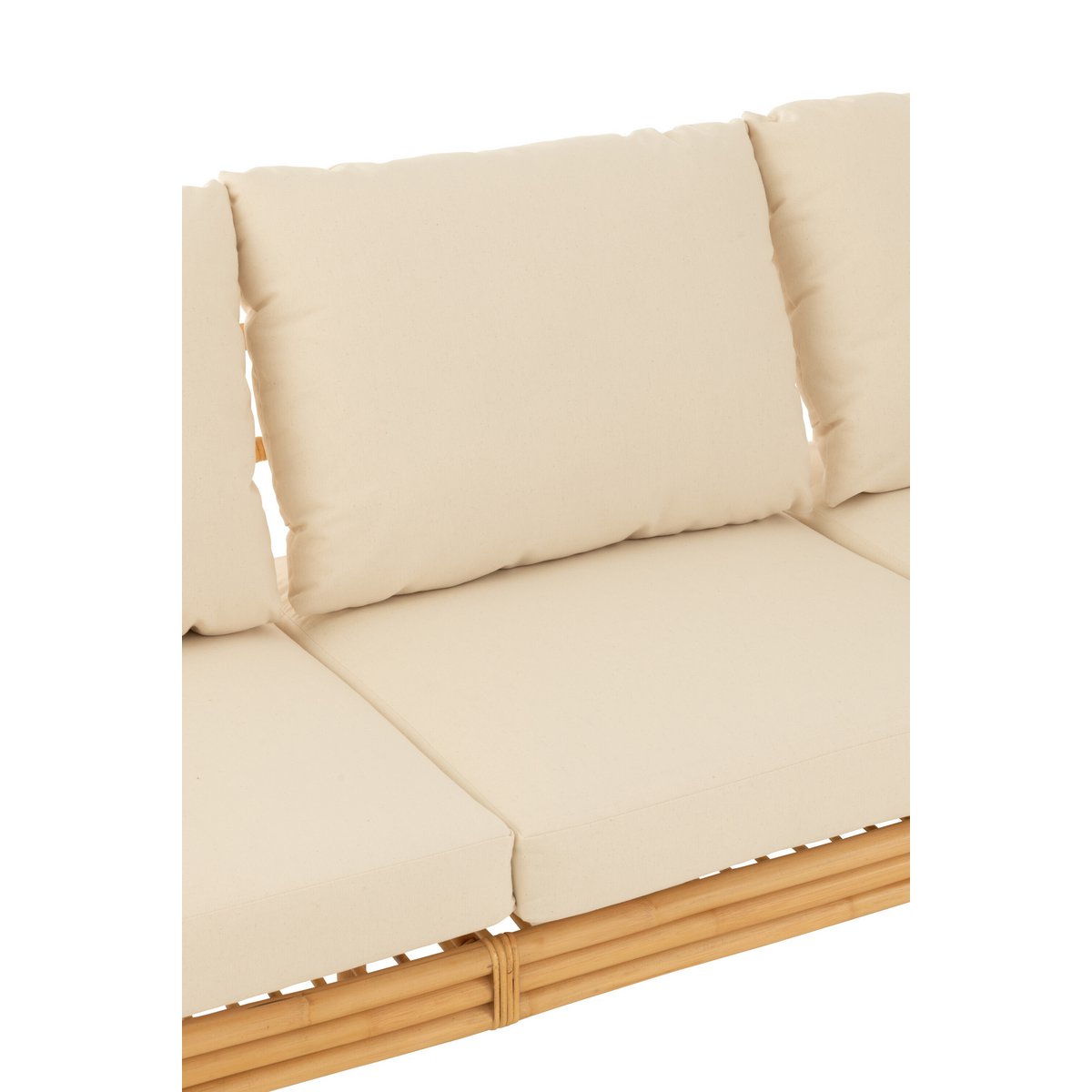J-Line zetel Elise + kussen 3 Personen - rotan/textiel - naturel/wit