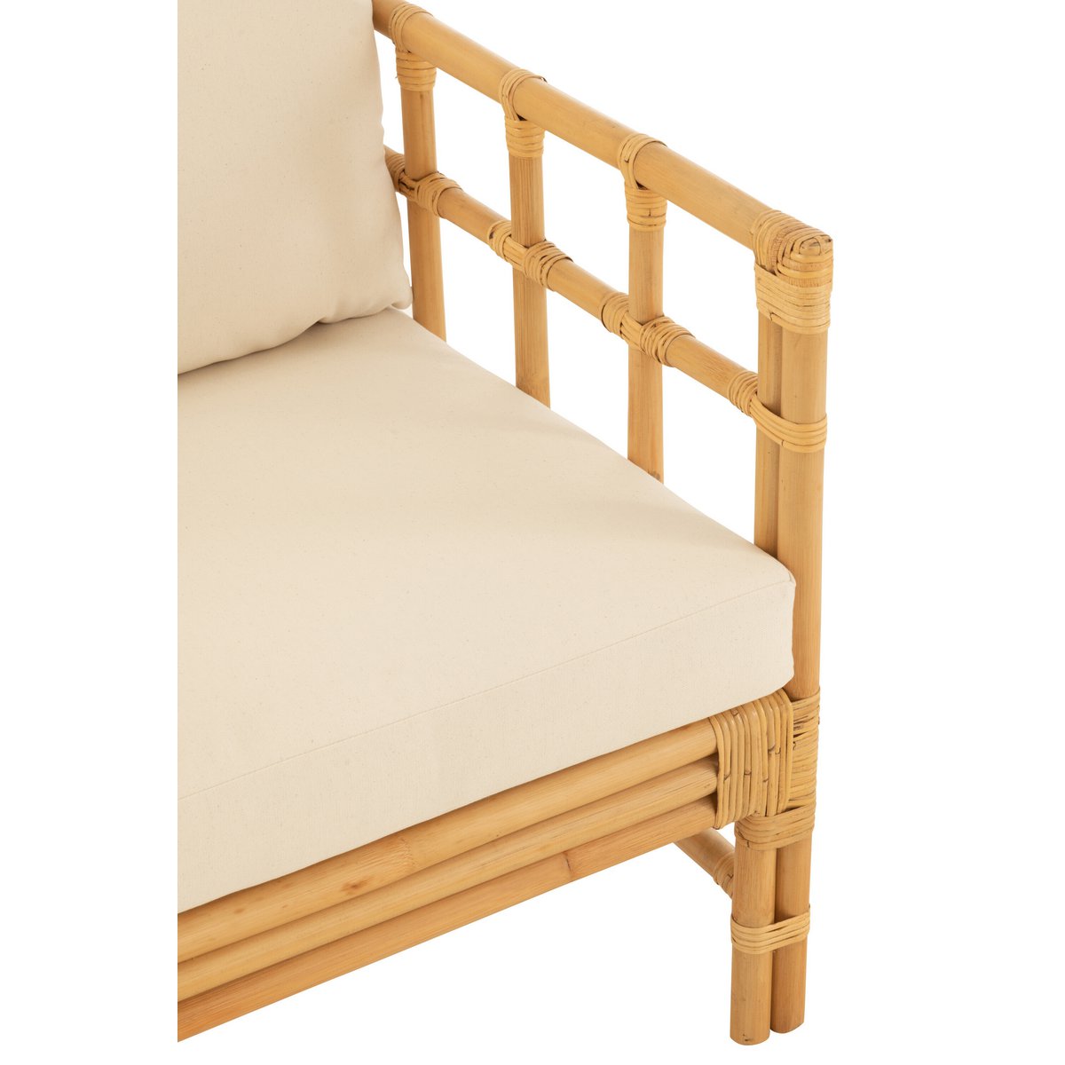 J-Line armstoel Elise + Kussen - rotan/textiel - naturel/wit