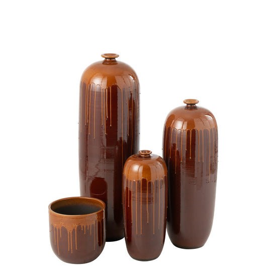J-Line bloempot Lee - blinkend bruin/oranje - Ø 28 cm