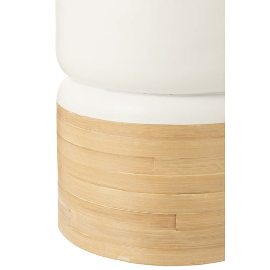 J-Line Bijzettafel Rond Bamboe Wit/Naturel