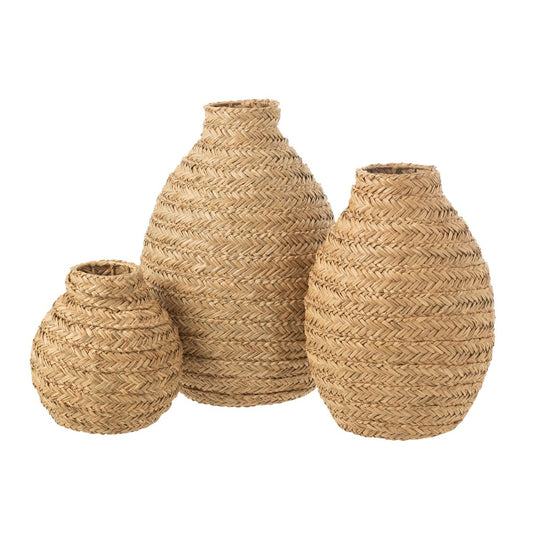 J-Line vaas Gevlochten - zeegras - naturel - large - 60 cm hoog