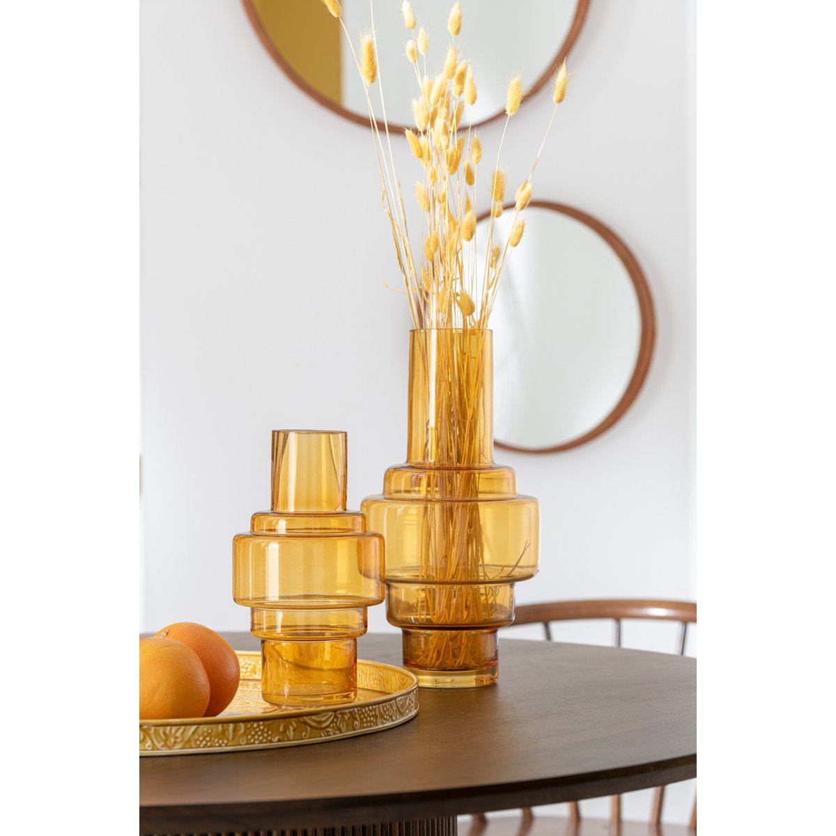 J-Line vaas Rino - glas - oker - large - 36 cm hoog