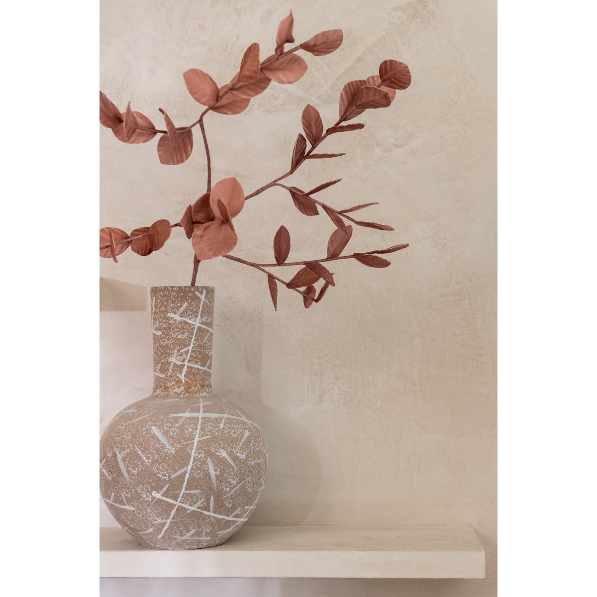 J-Line vaas Dune Bol - keramiek - beige/wit - Ø 34 cm