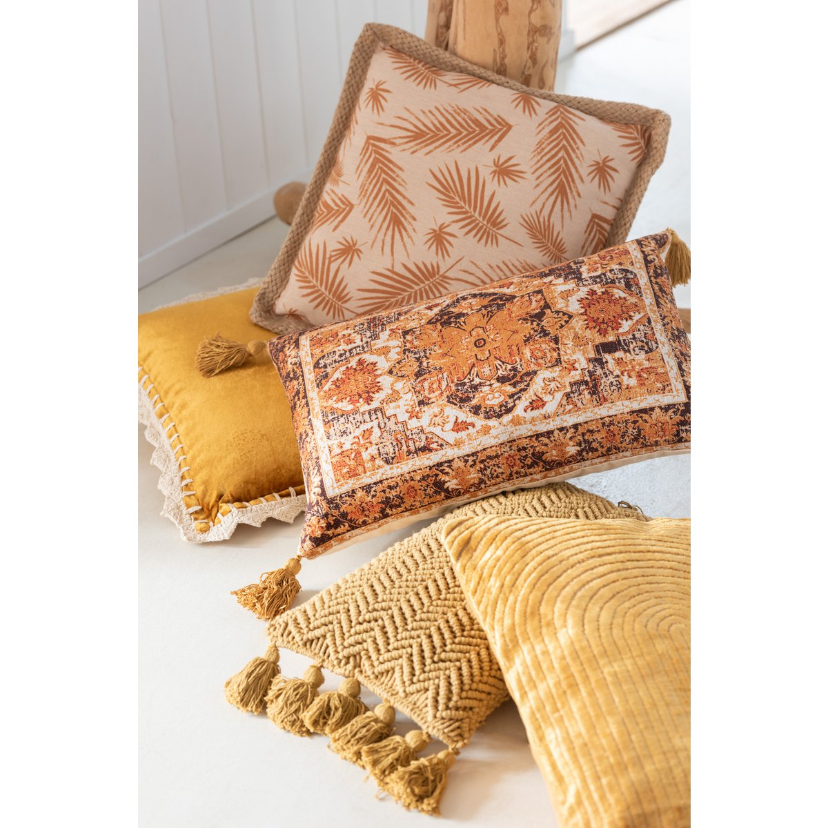 J-Line kussen Vintage Rechthoek - polyester - mix