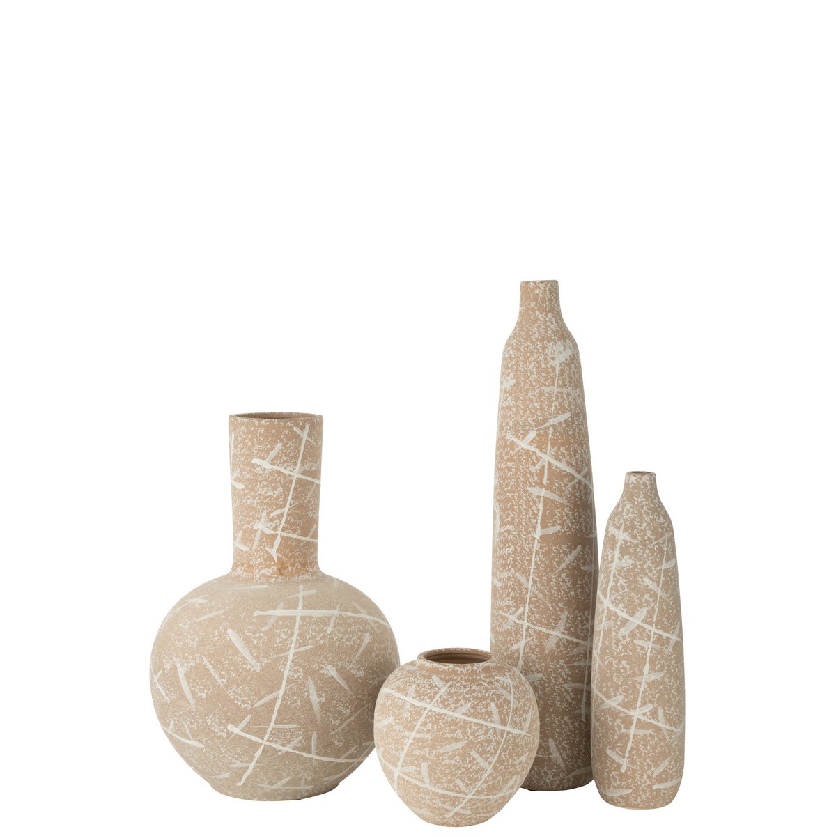 J-Line vaas Dune Bol - keramiek - beige/wit - Ø 34 cm
