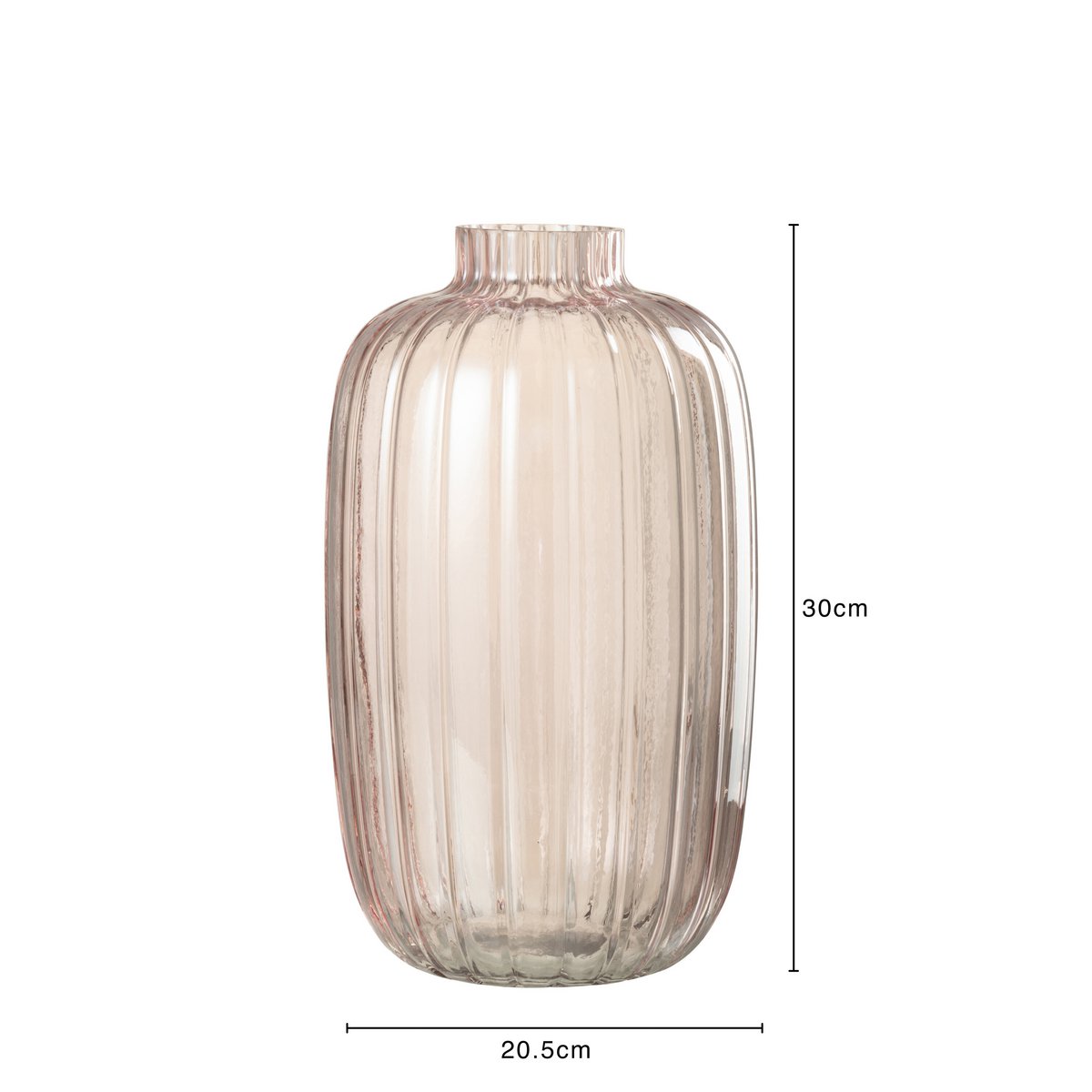 J-Line vaas Strepen - glas - roze - large - 30 cm hoog