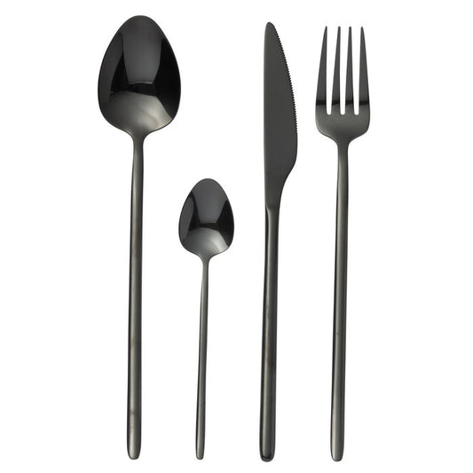 Besteckset Box C Edelstahl Schwarz Hochglanz 24-teilig
