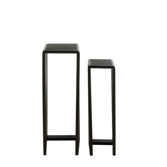 Beistelltische Cube Teak schwarz - 2er Set