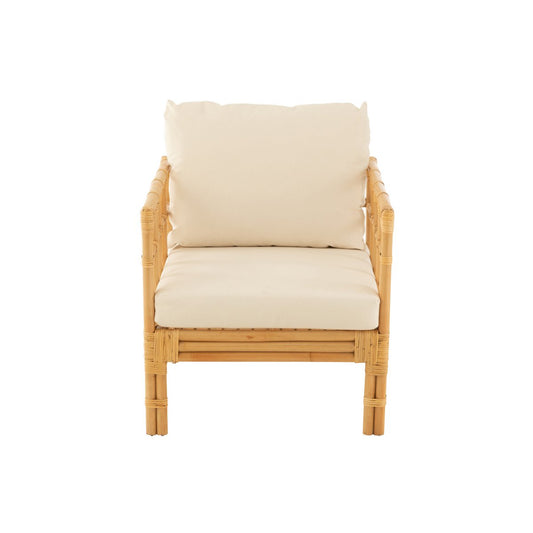 J-Line armstoel Elise + Kussen - rotan/textiel - naturel/wit