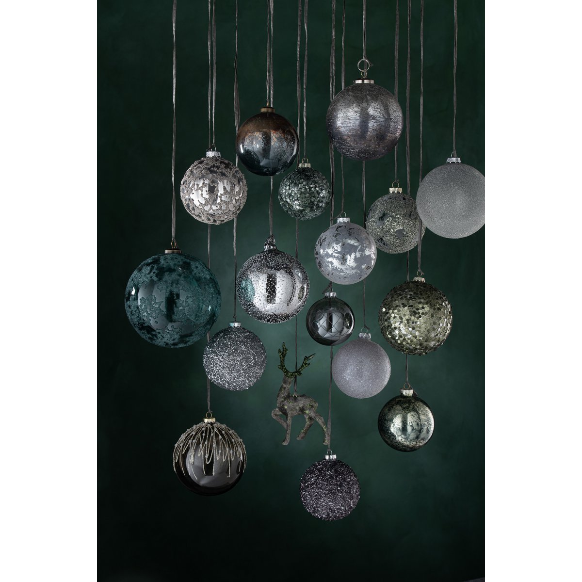 Set van 4 kerstballen Parels Glitter large