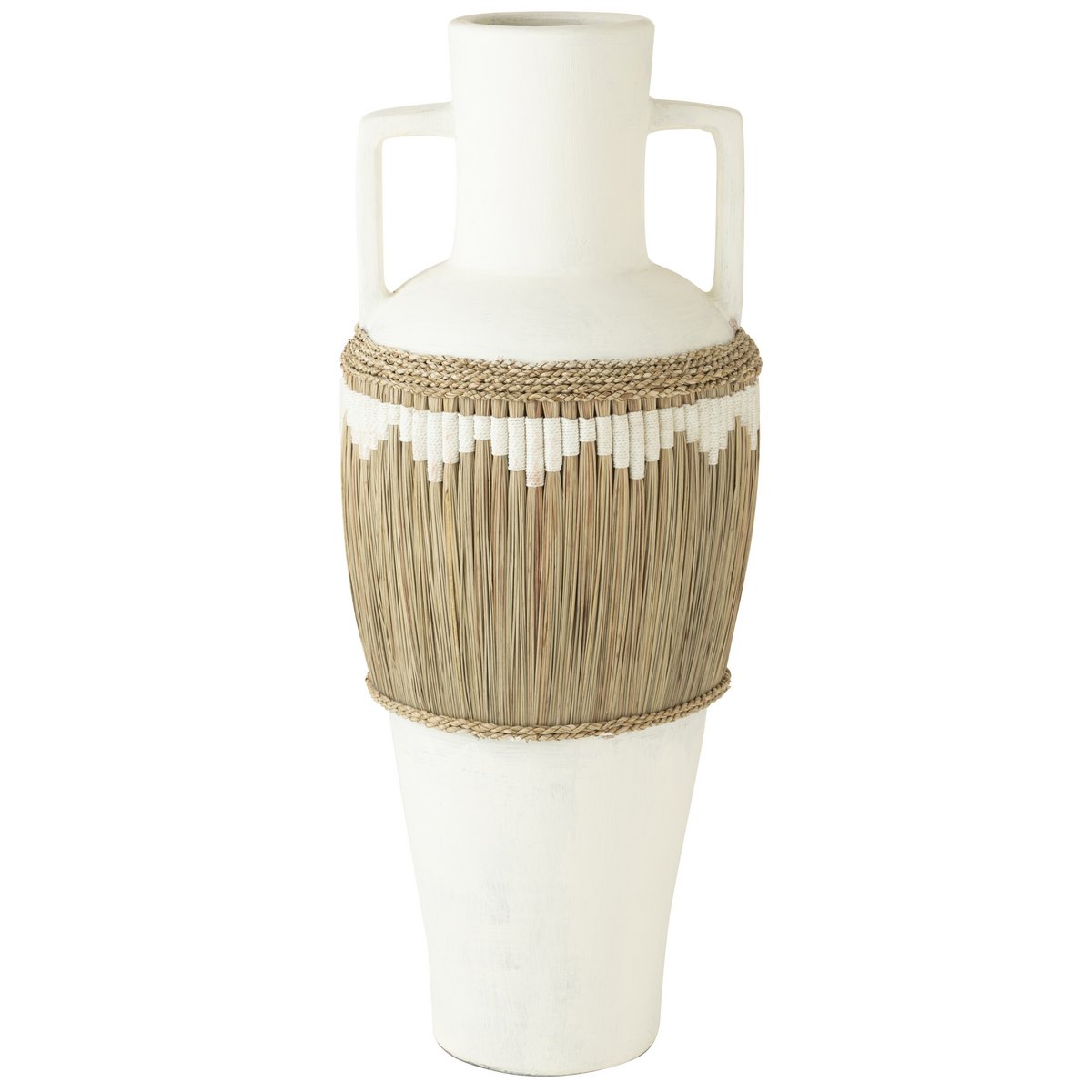 Vaas Motief met Handvaten terracotta/gras wit/naturel