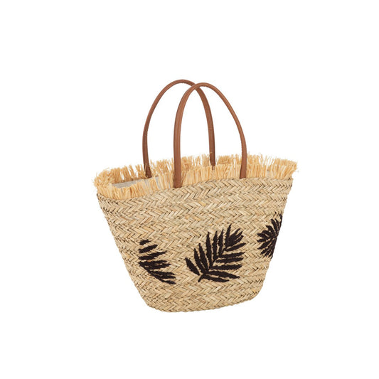 Strandtas Blad Jute naturel/donkerbruin