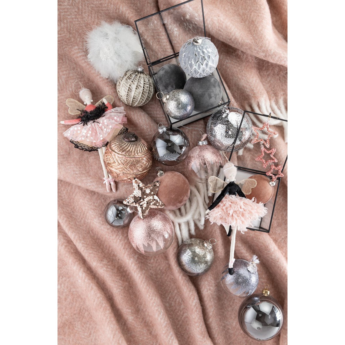 Set van 4 kerstballen Mini Kwast medium