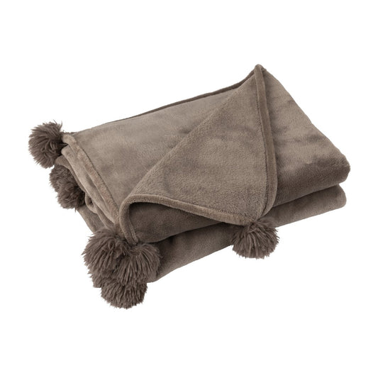 J -Line Plaid Pompom donkertaupe