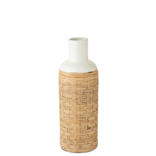 Geweven Vaas terracotta wit/naturel